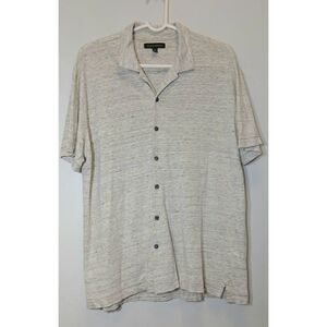 Banana republic mens medium 100% linen knit stretch gray shirt shortsleeve